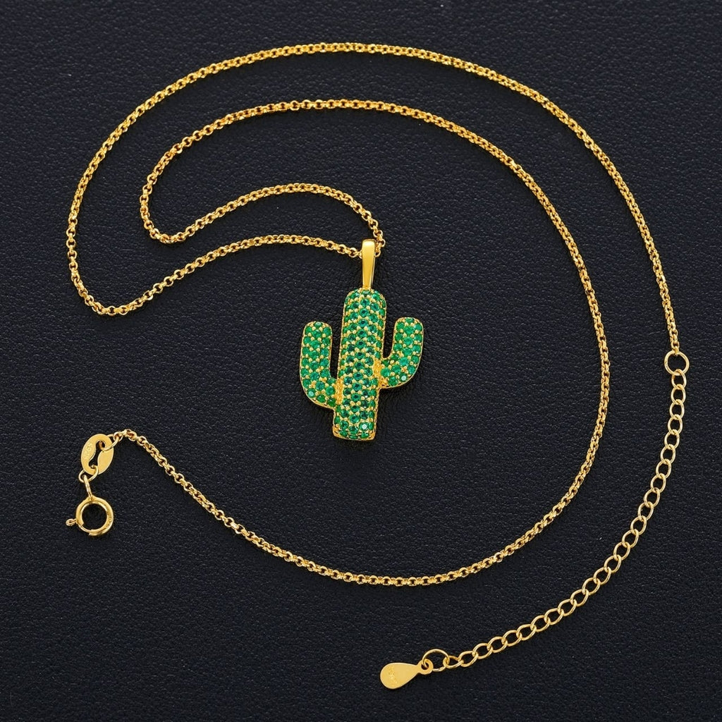 Saguaro Cactus Moissanite Pendant Necklace