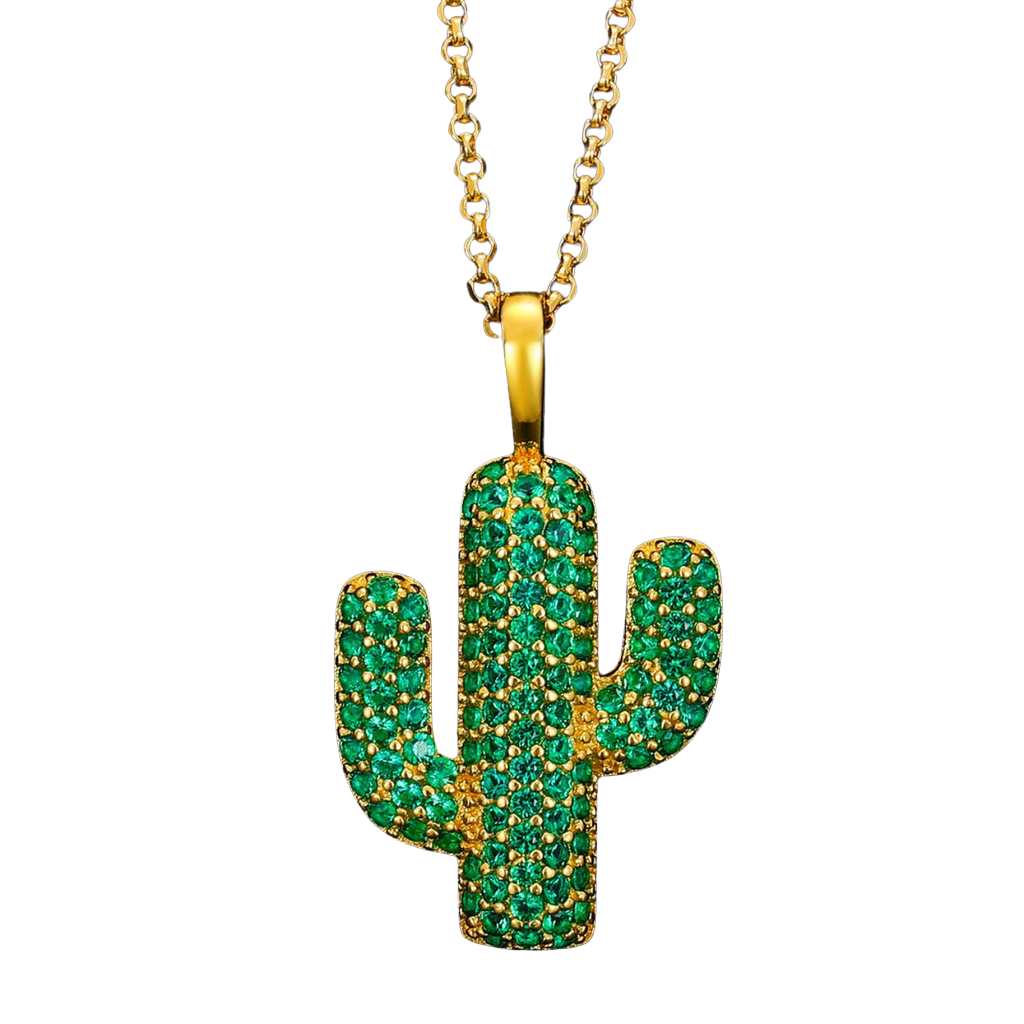 Saguaro Cactus Moissanite Pendant Necklace