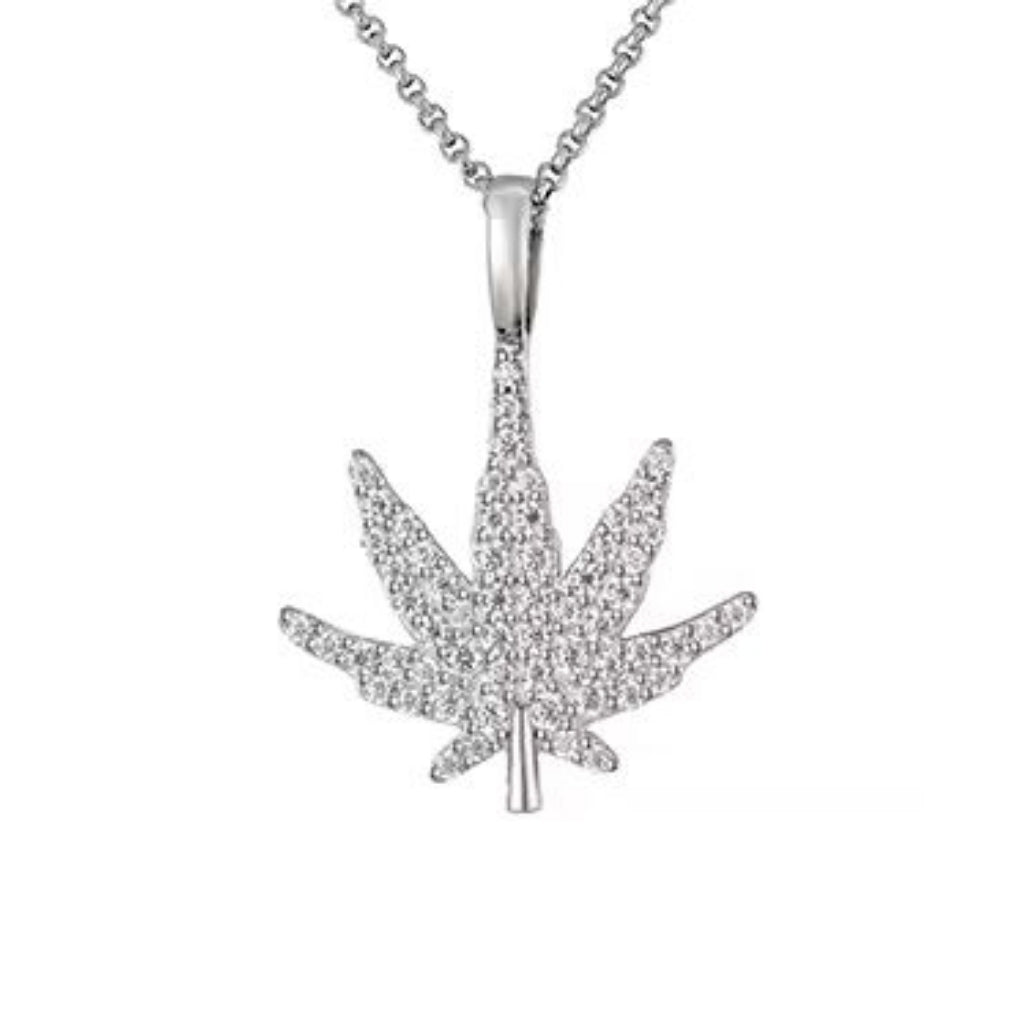 Pavé Leaf Moissanite Pendant